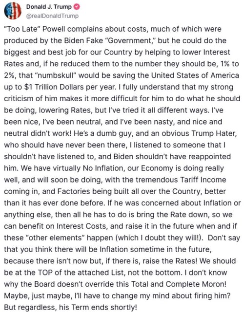 Trump Social Media Post